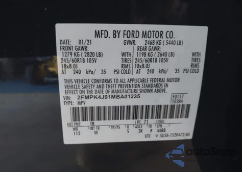 2021 Ford Edge Sel from USA, damaged, VIN 2FMPK4J91MBA01235